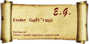 Ender Györgyi névjegykártya